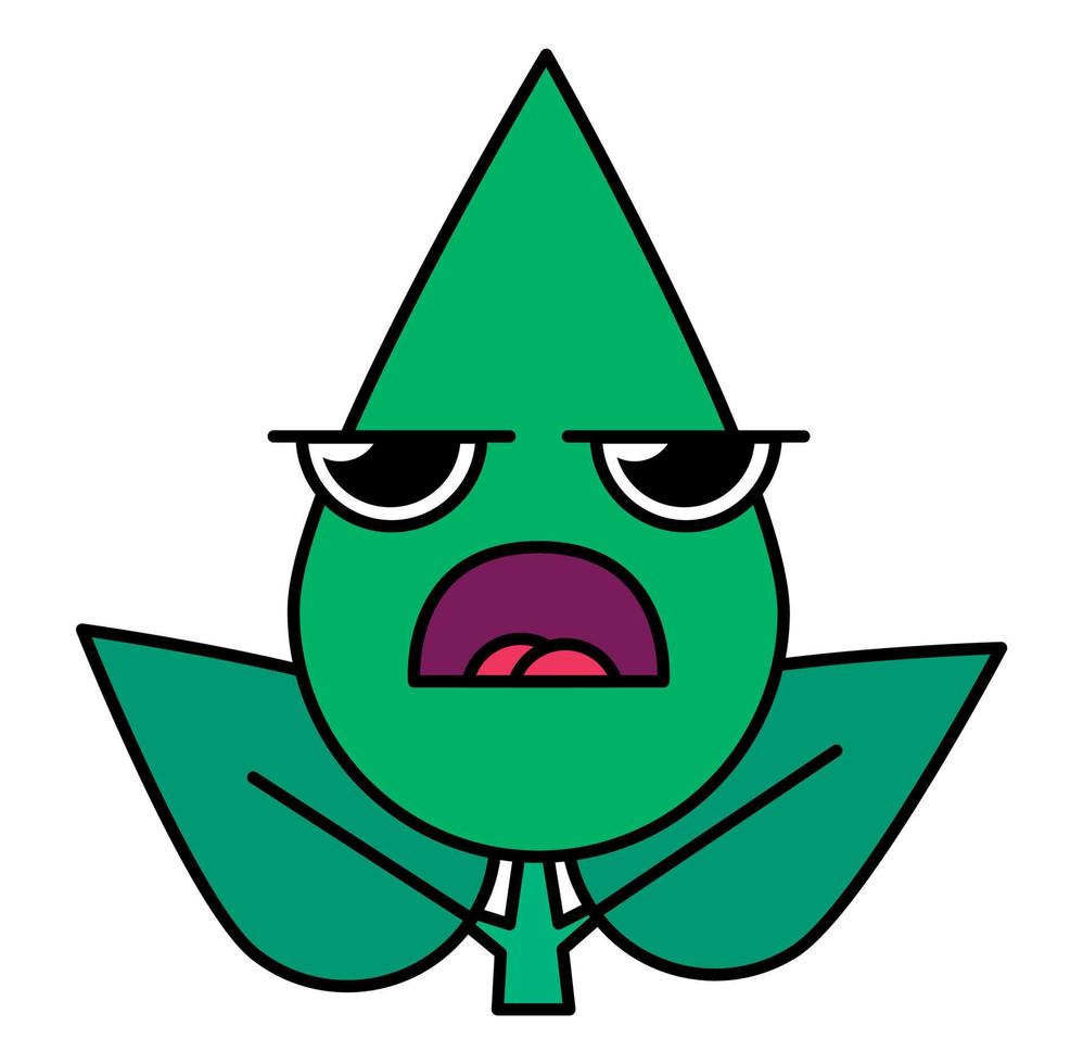 groen boom teleurgesteld emoticon icoon vector