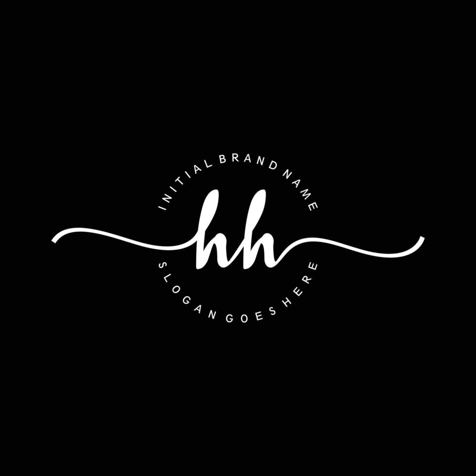 eerste hh handschrift logo sjabloon vector