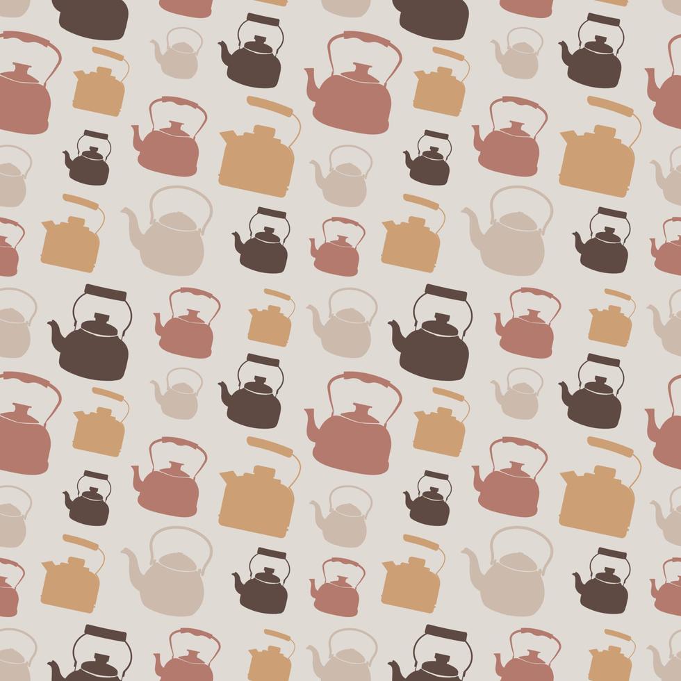 naadloos kleurrijk patroon met ketel. vector achtergrond met verschillend theepotten. eindeloos keuken textuur.