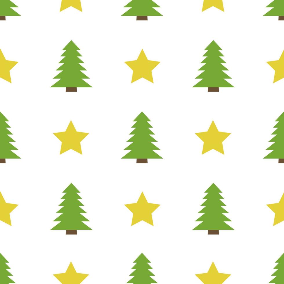 Kerstmis semless patroon met ster en Kerstmis boom Aan wit achtergrond. vector illustratie