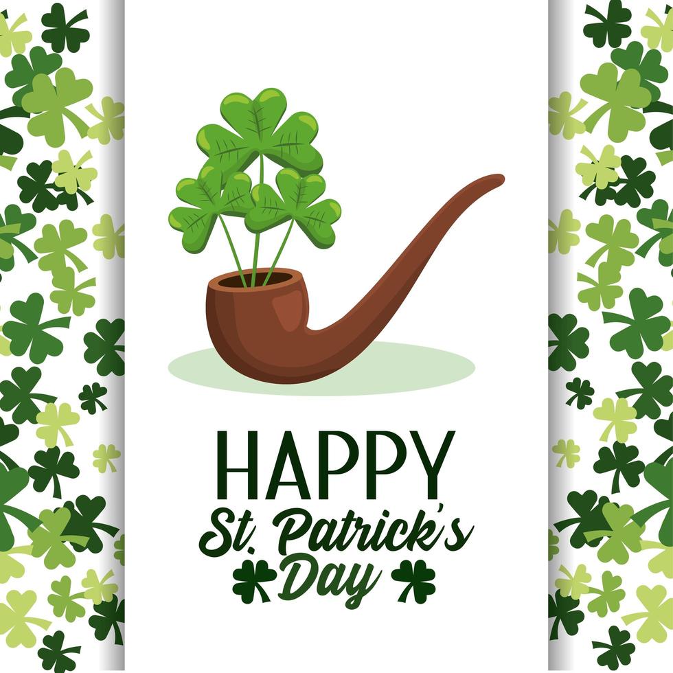 st. patrick day banner met pijp en klavers vector