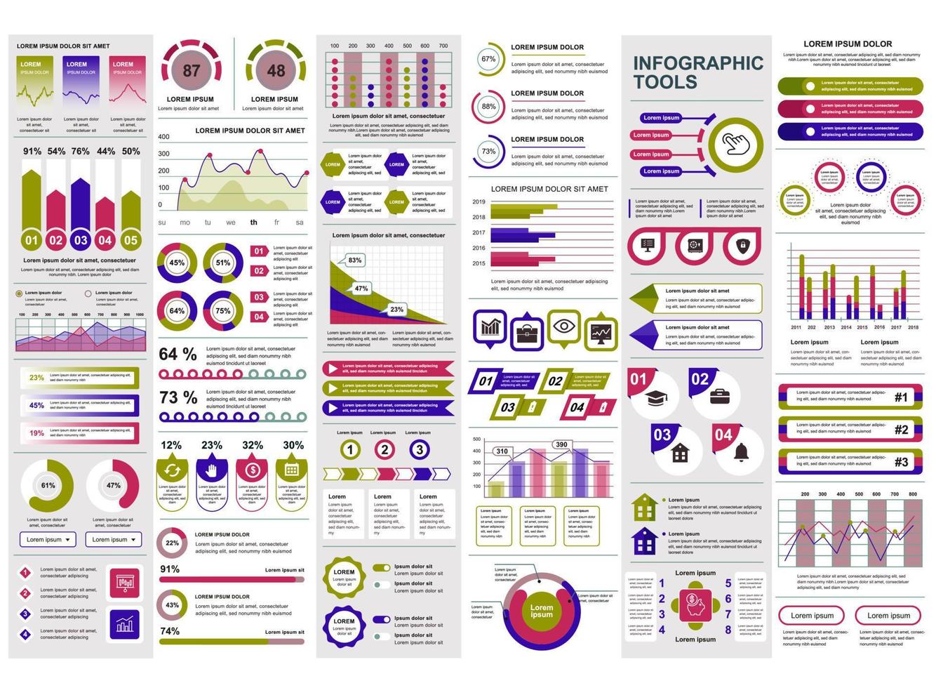 verzameling infographic elementen sjabloon grafiek vector