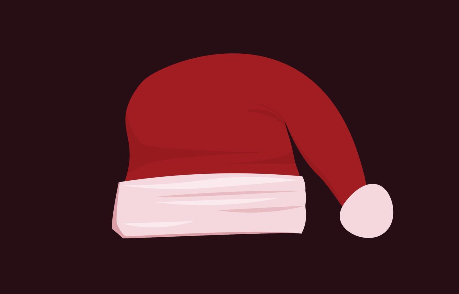 rood de kerstman hoed met vlak ontwerp. geïsoleerd Aan een donker achtergrond. concept vector illustratie in de Kerstmis seizoen. gebruik het naar versieren kaarten of ontwerp evenementen in de nieuw jaar.