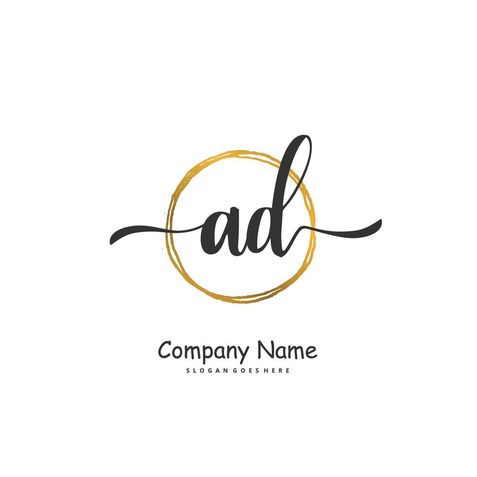 advertentie eerste handschrift en handtekening logo ontwerp met cirkel. mooi ontwerp handgeschreven logo voor mode, team, bruiloft, luxe logo. vector