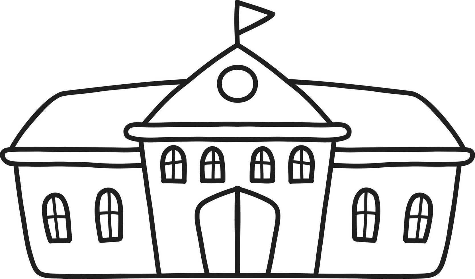 hand- getrokken schattig school- gebouw illustratie vector