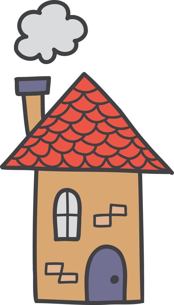 hand- getrokken schattig twee verdieping wijnoogst huis illustratie vector