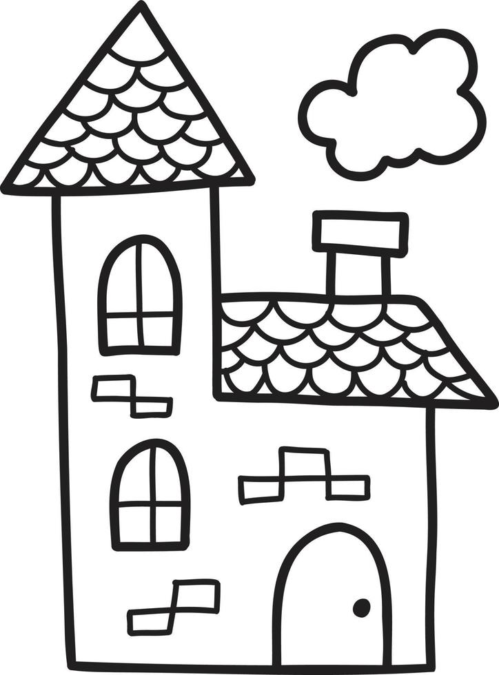 hand- getrokken schattig twee verdieping wijnoogst huis illustratie vector