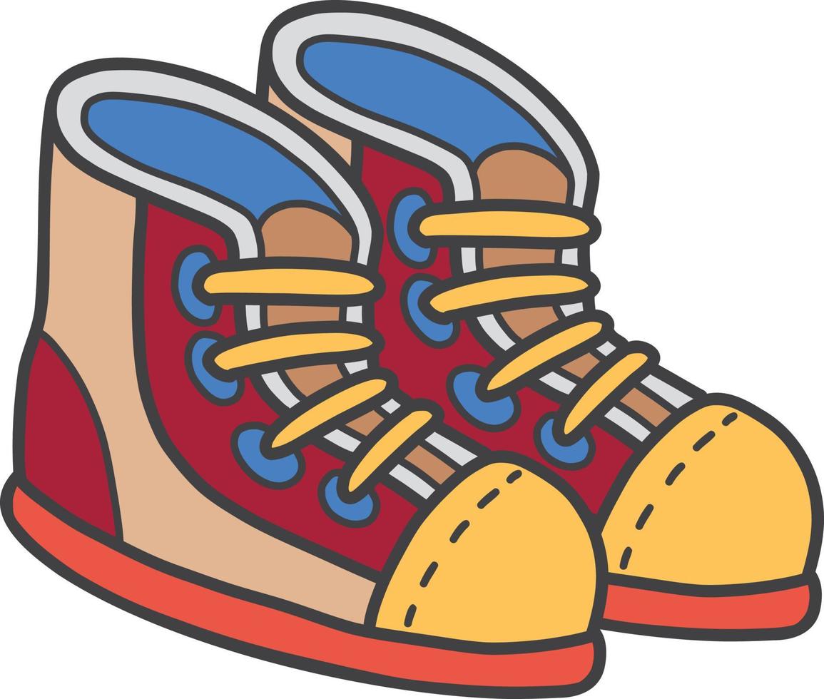 hand- getrokken wandelen schoenen illustratie vector