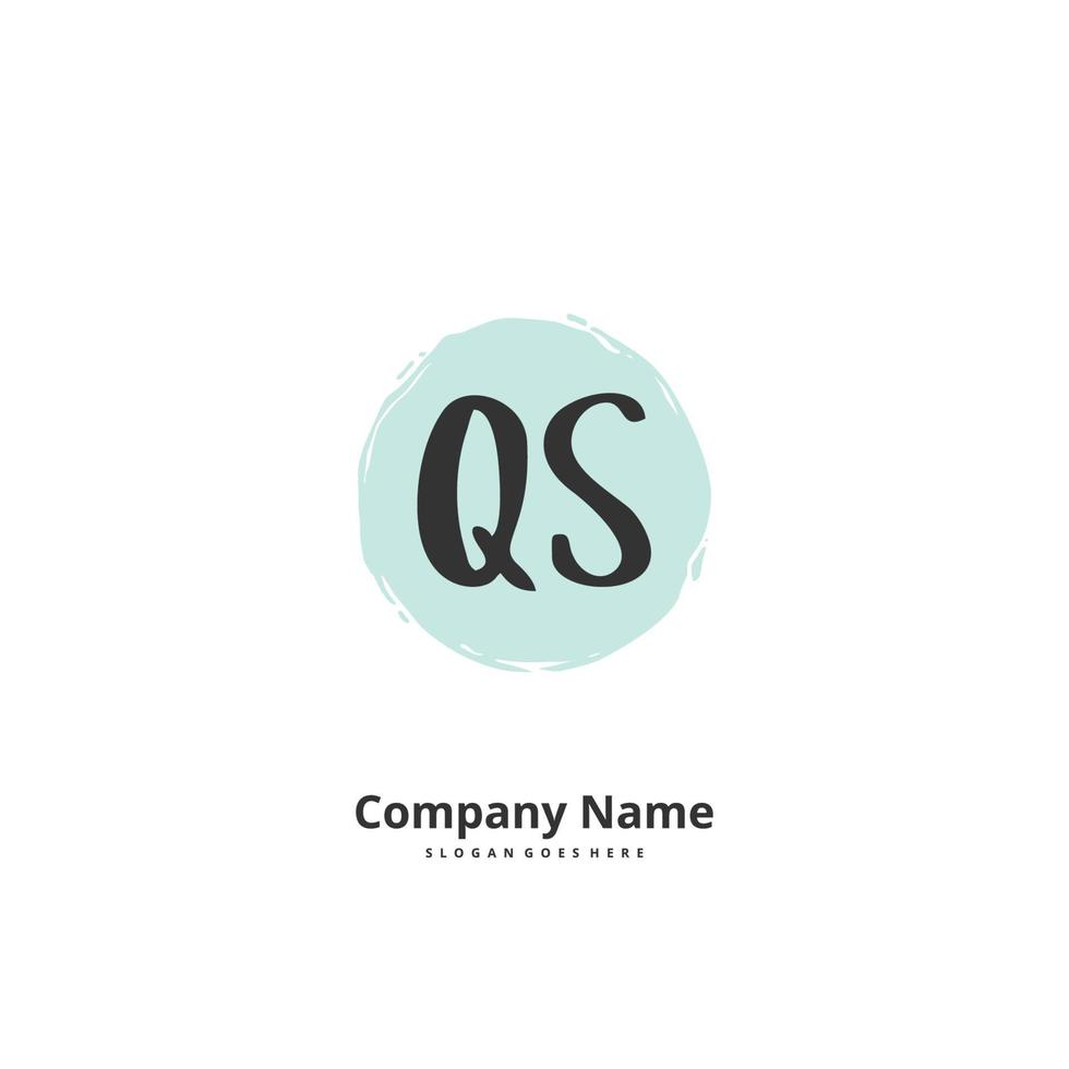 qs eerste handschrift en handtekening logo ontwerp met cirkel. mooi ontwerp handgeschreven logo voor mode, team, bruiloft, luxe logo. vector