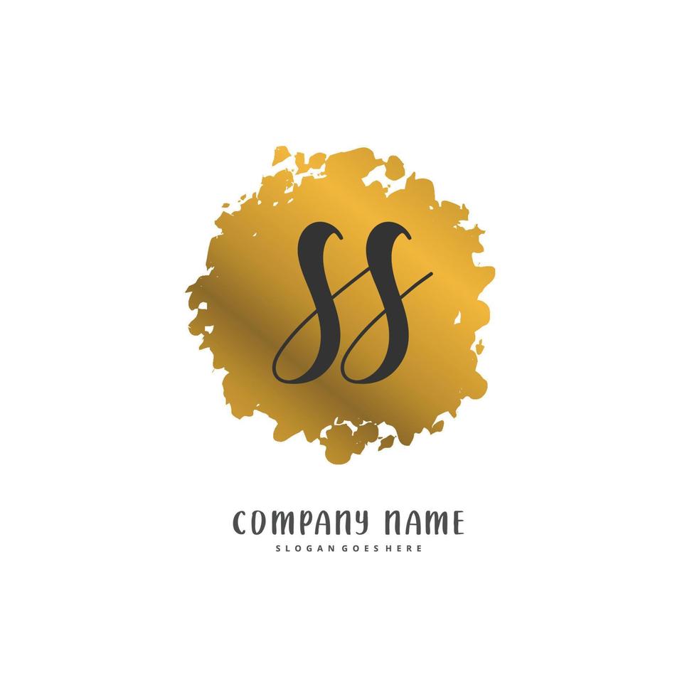ss eerste handschrift en handtekening logo ontwerp met cirkel. mooi ontwerp handgeschreven logo voor mode, team, bruiloft, luxe logo. vector