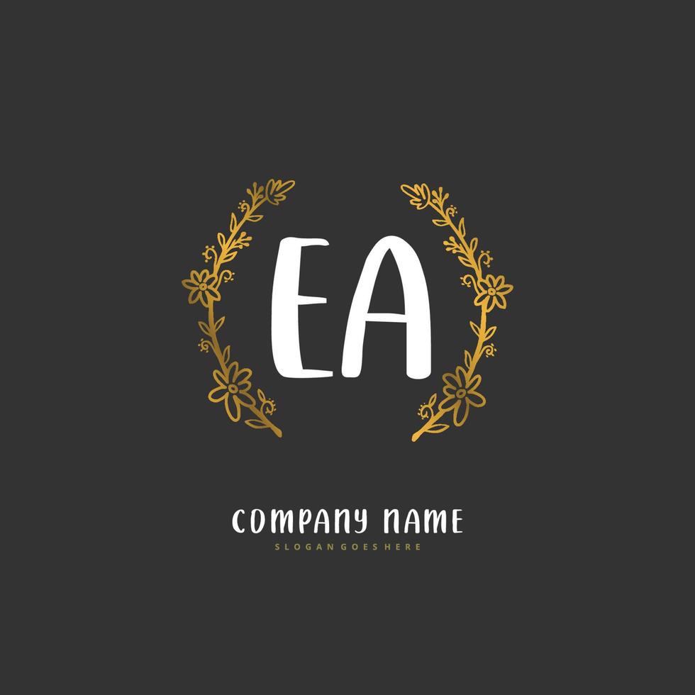 ea eerste handschrift en handtekening logo ontwerp met cirkel. mooi ontwerp handgeschreven logo voor mode, team, bruiloft, luxe logo. vector