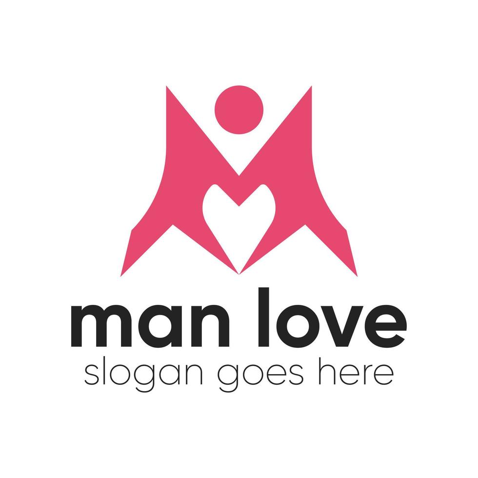 modern Mens liefde logo ontwerp met de combinatie van liefde en Mens icoon vector