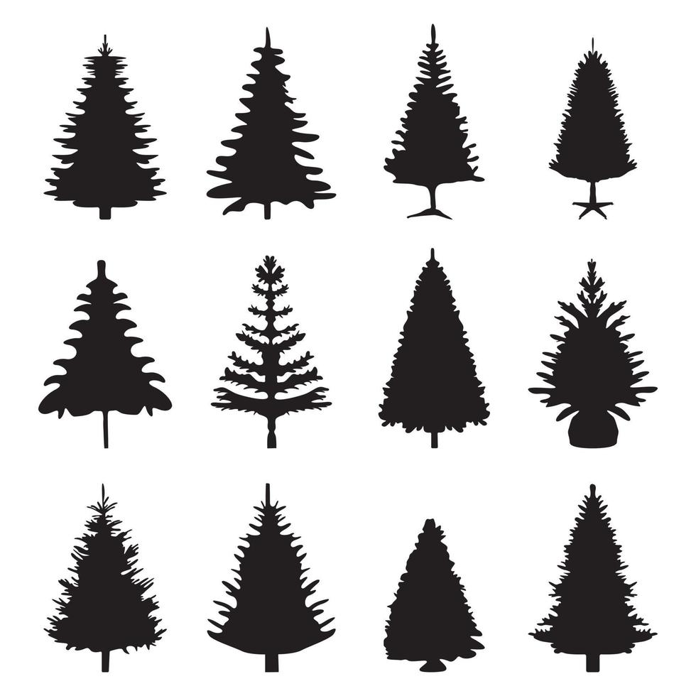 Kerstmis boom silhouetten , Kerstmis boom silhouet verzameling vector