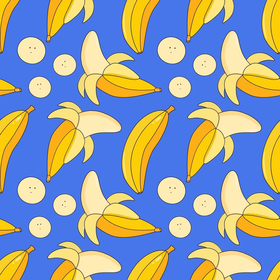 geschilderde naadloze achtergrond met banaan, abstract herhalend patroon. bananen patroon. voor papier, omslag, stof, achtergrond voor gezonde voeding, geschenkverpakking, kunst aan de muur, interieur. illustratie van voedsel. vector