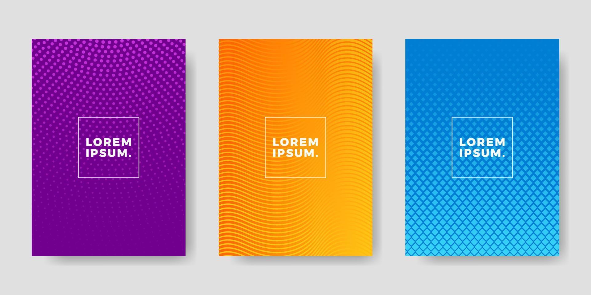 reeks van boek Hoes brochure ontwerp met helling kleuren en halftone stijl. vector illustratie.