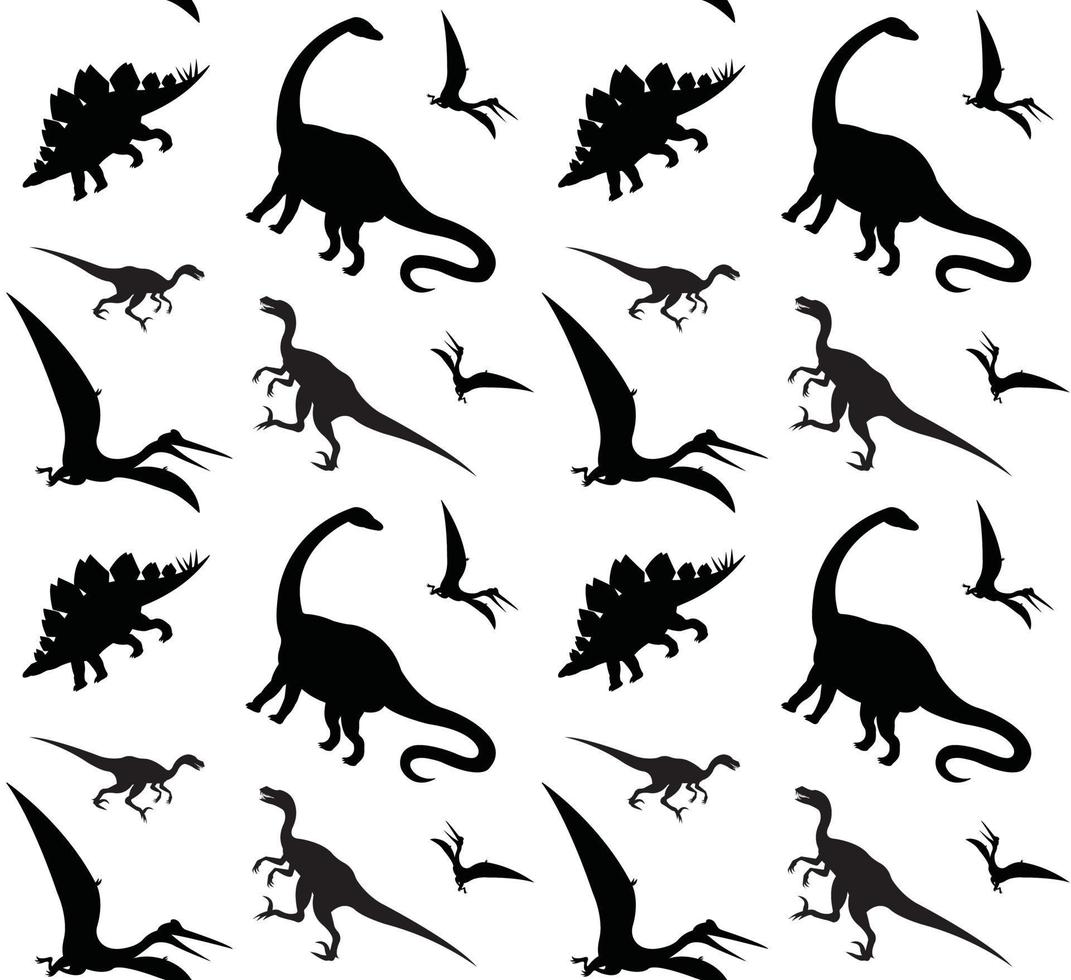 vector naadloos patroon van dinosaurus silhouet