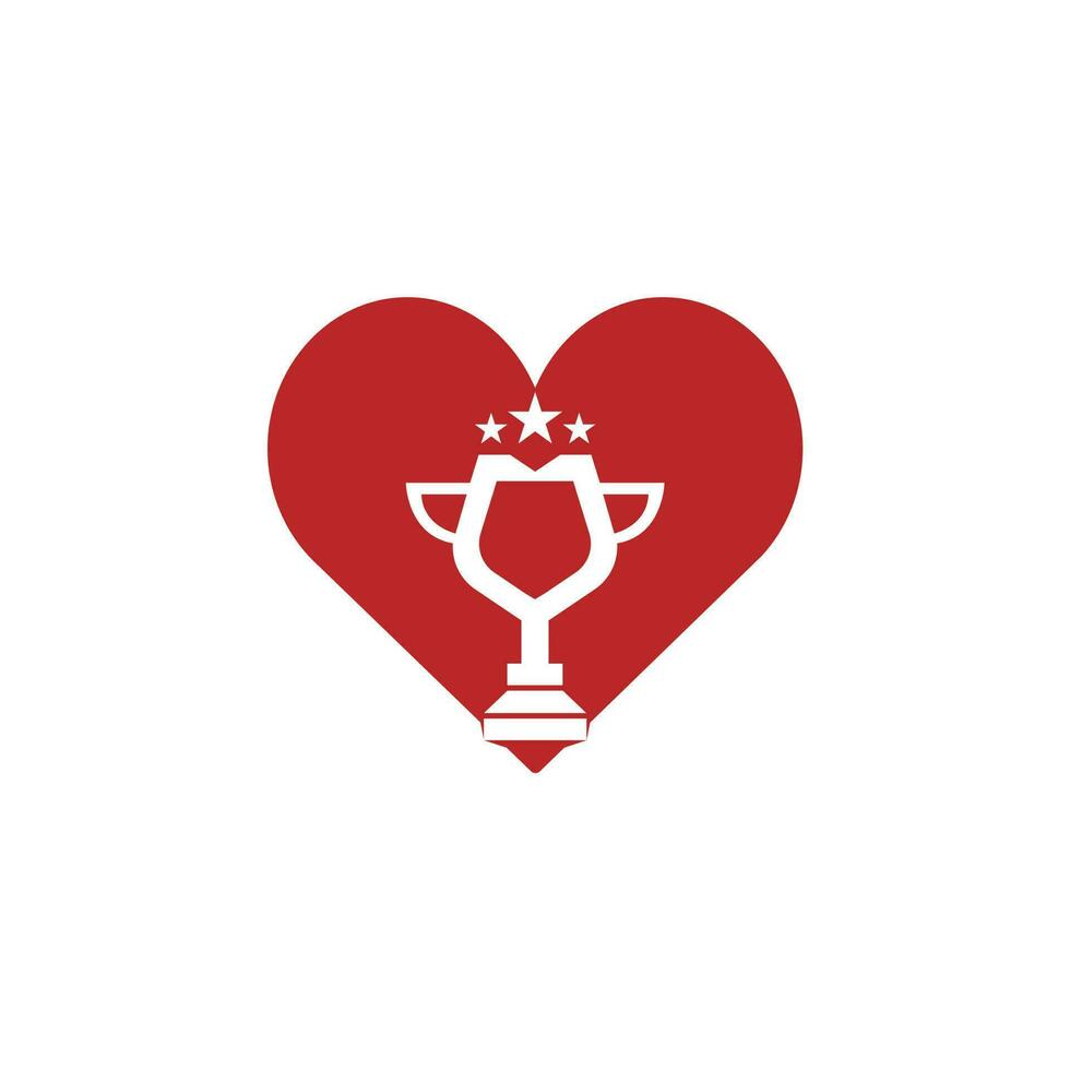creatief modern trofee logo met hart icoon vector sjabloon. prijs logo sjabloon.