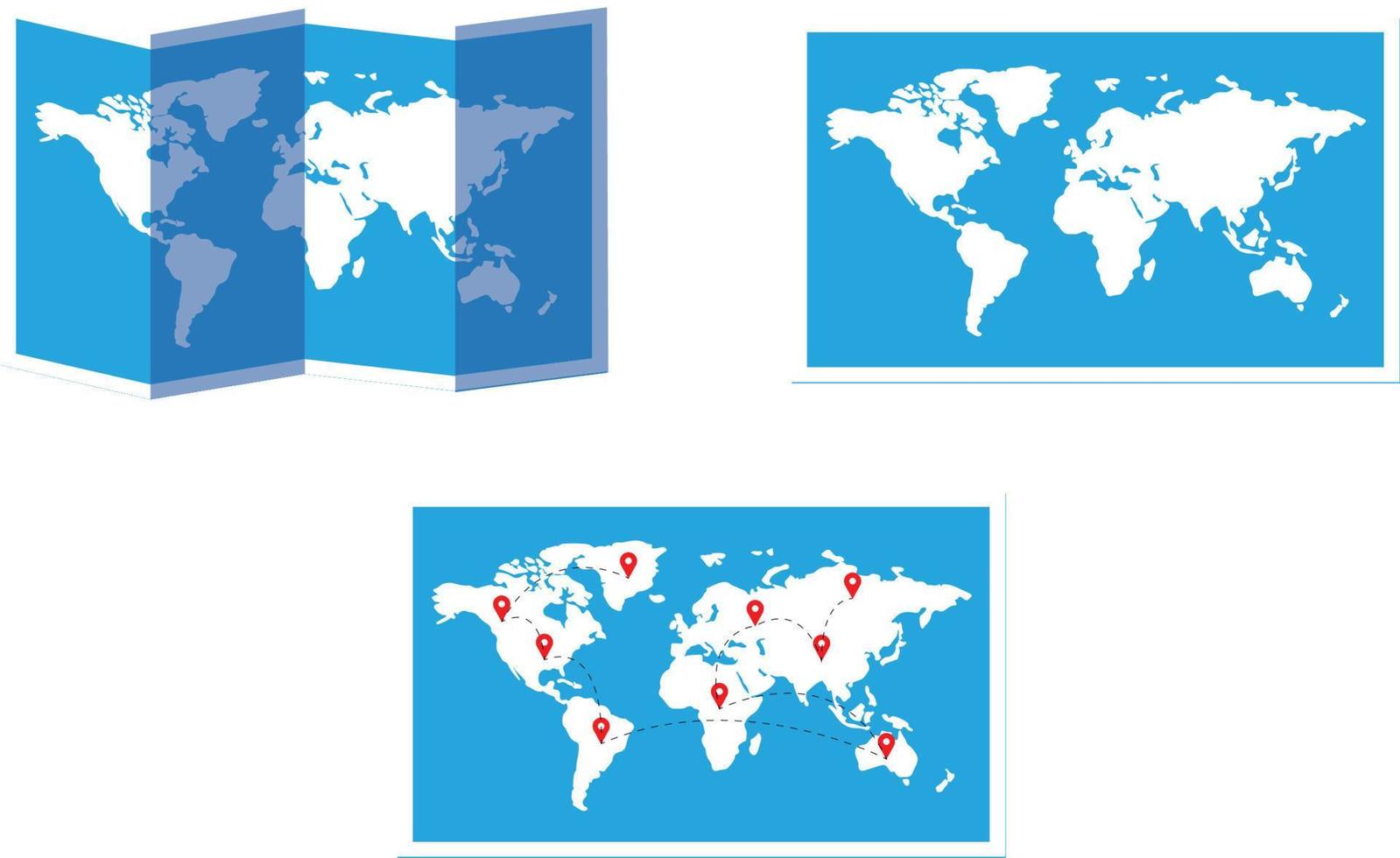 wereld kaarten geïsoleerd Aan wit achtergrond vector