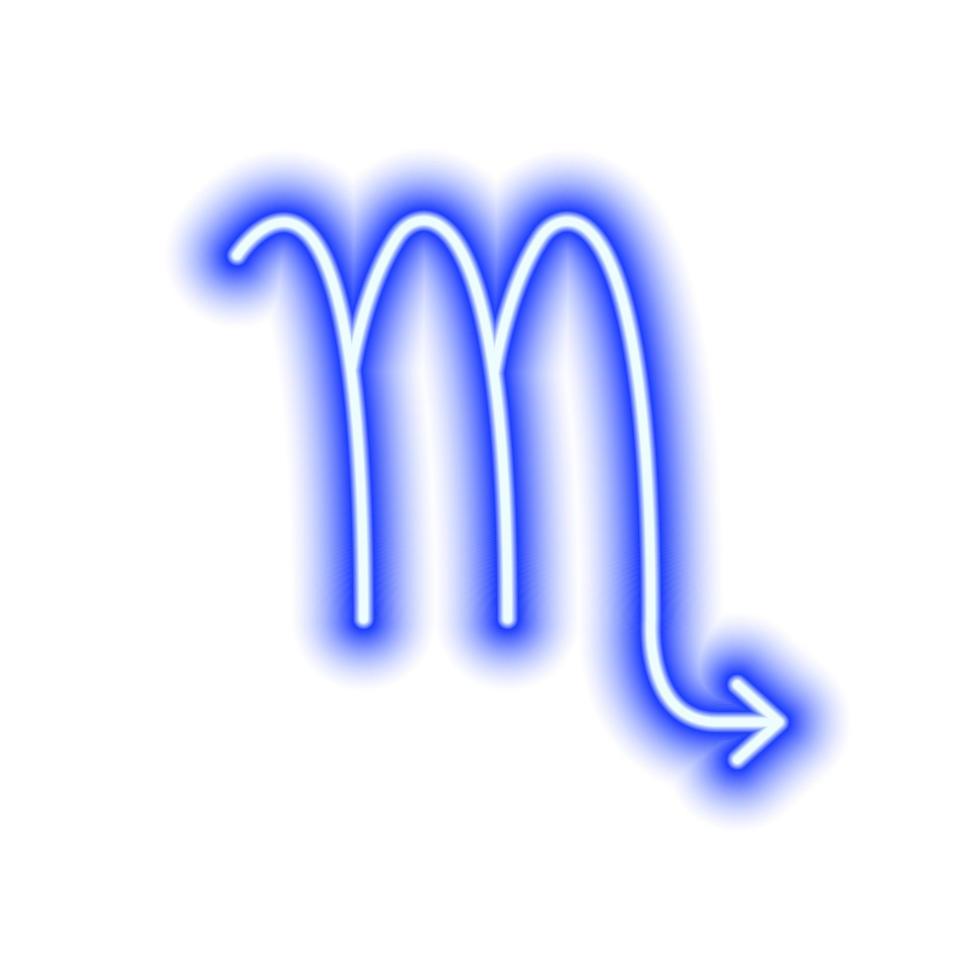 blauw neon dierenriem teken Schorpioen Aan wit. voorspellingen, astrologie, horoscoop. vector