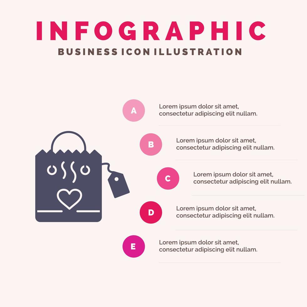 handtas liefde hart bruiloft solide icoon infographics 5 stappen presentatie achtergrond vector