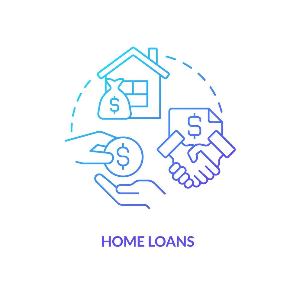 huis leningen blauw helling concept icoon. buying echt landgoed credit lijn. persoonlijk bank aanbod abstract idee dun lijn illustratie. geïsoleerd schets tekening. vector