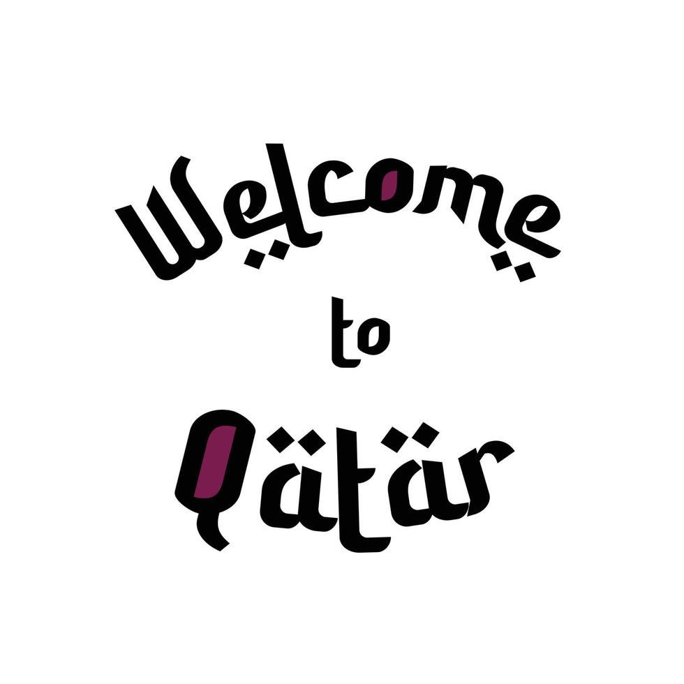 Welkom naar qatar 2022 Arabisch stijl belettering illustratie. vector