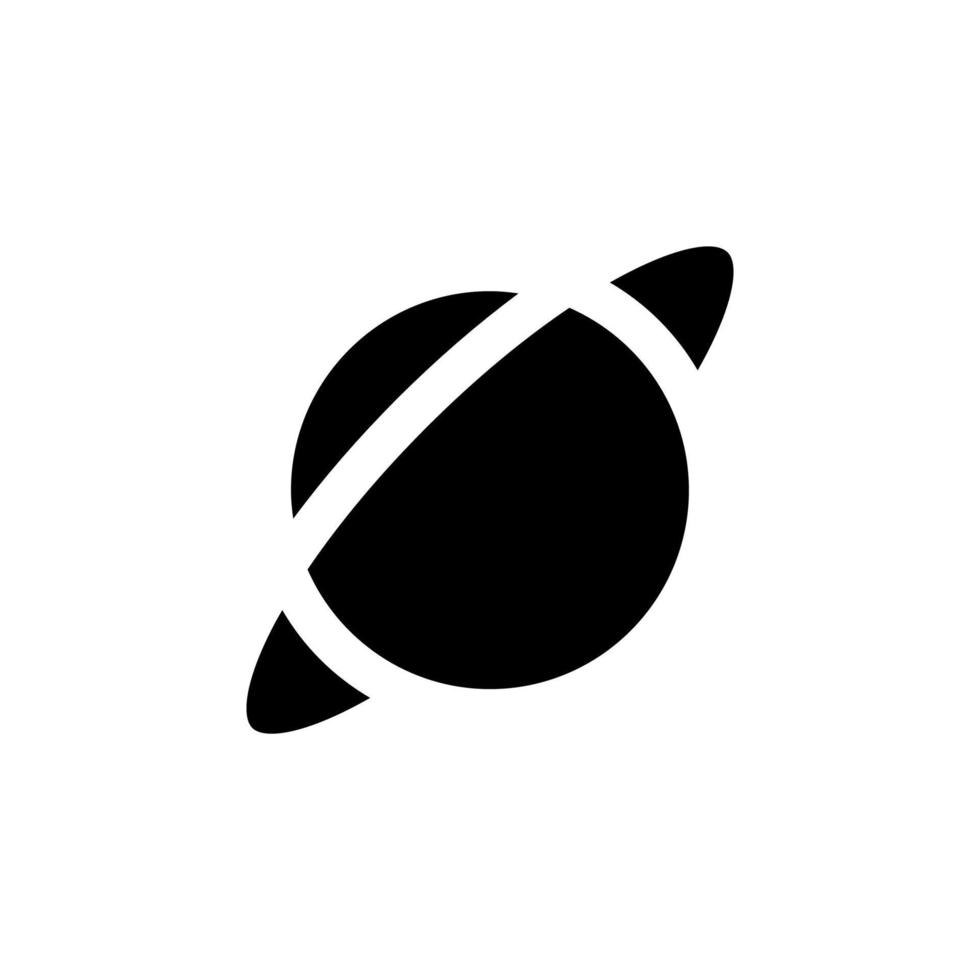 planeet met ring zwart glyph ui icoon. school- astronomie Cursus. planetair wetenschap. gebruiker koppel ontwerp. silhouet symbool Aan wit ruimte. solide pictogram voor web, mobiel. geïsoleerd vector illustratie