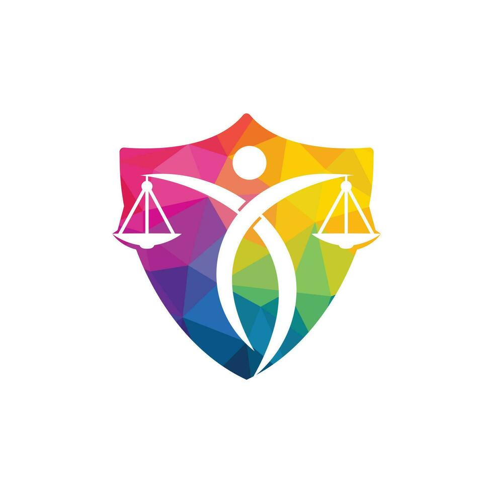 Mens Holding balans van gerechtigheid logo. wet en advocaat logo ontwerp. vector