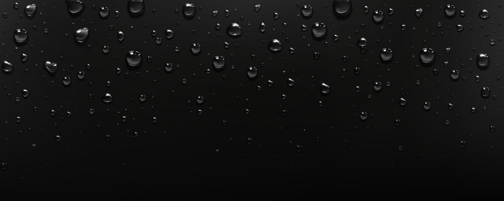 zuiver Doorzichtig water druppels Aan zwart achtergrond vector