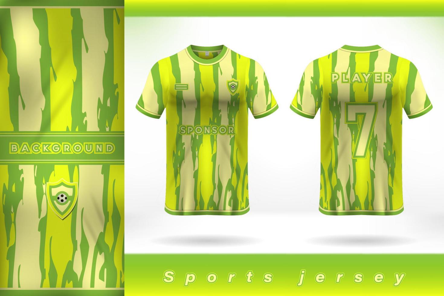 groen geel sport- Jersey t-shirt sjabloon ontwerp vector