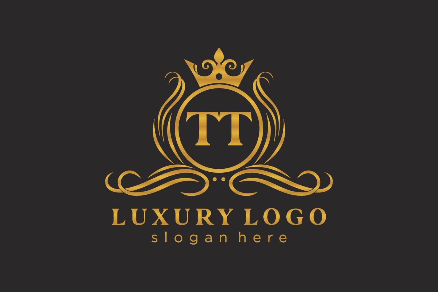 eerste tt brief Koninklijk luxe logo sjabloon in vector kunst voor restaurant, royalty, boetiek, cafe, hotel, heraldisch, sieraden, mode en andere vector illustratie.