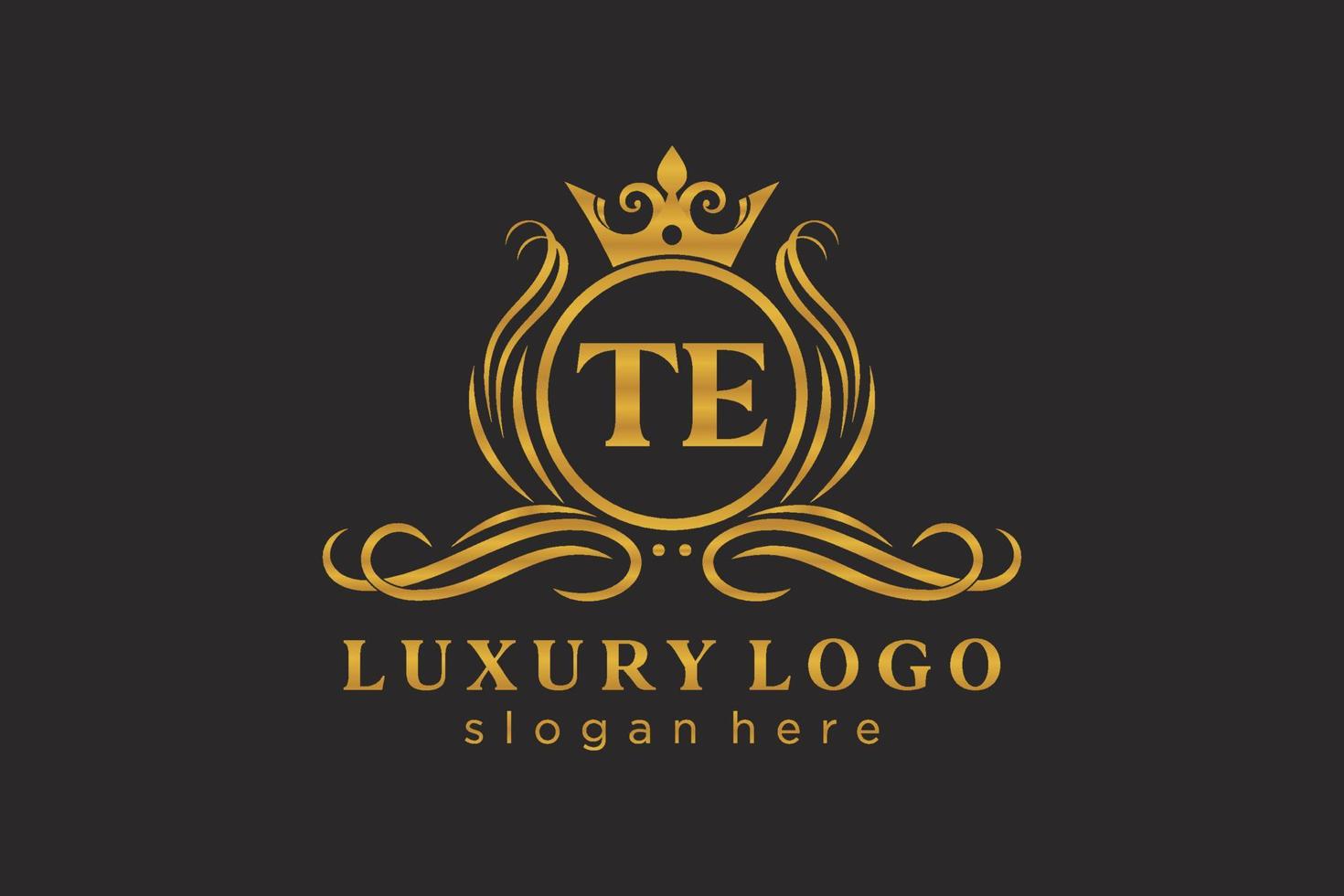 eerste te brief Koninklijk luxe logo sjabloon in vector kunst voor restaurant, royalty, boetiek, cafe, hotel, heraldisch, sieraden, mode en andere vector illustratie.