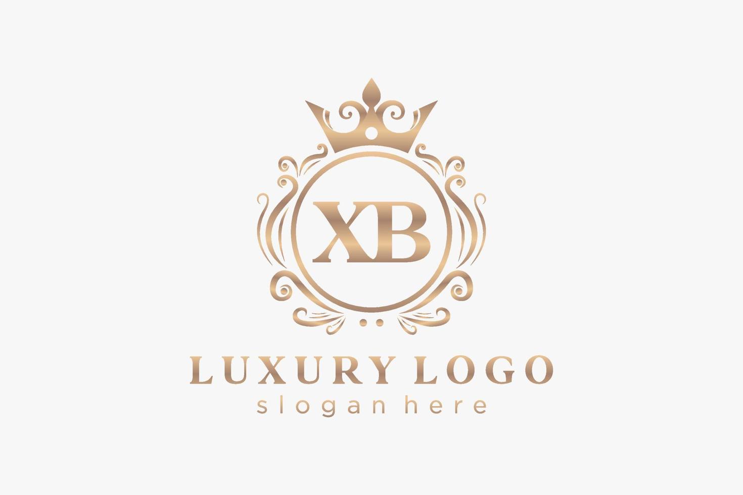 eerste xb brief Koninklijk luxe logo sjabloon in vector kunst voor restaurant, royalty, boetiek, cafe, hotel, heraldisch, sieraden, mode en andere vector illustratie.