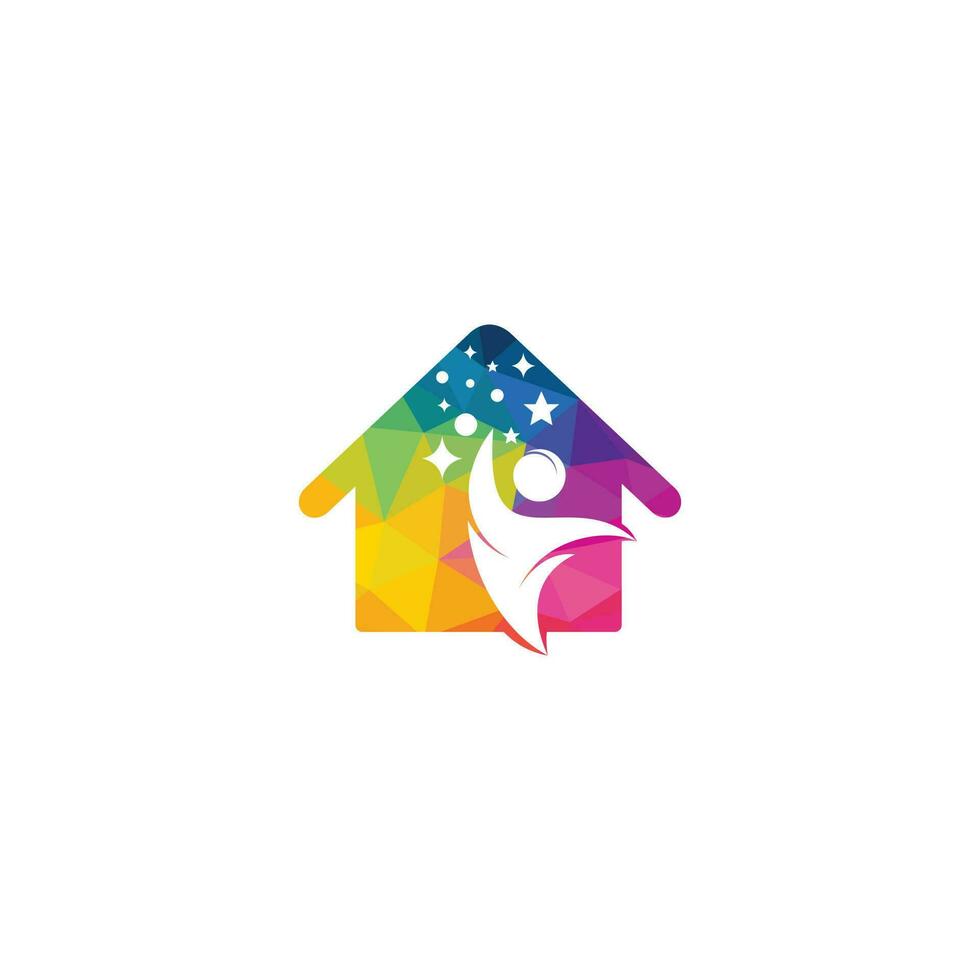 succes vector logo ontwerp. ontwikkeling creatief teken. menselijk en huis abstract icoon met sterren symbool.
