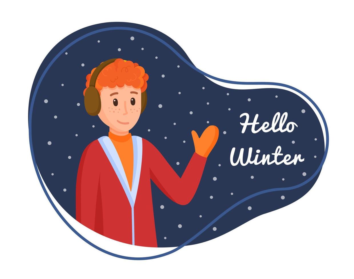 vector illustratie van een Mens geïsoleerd Aan een wit en blauw achtergrond. concept Hallo winter.