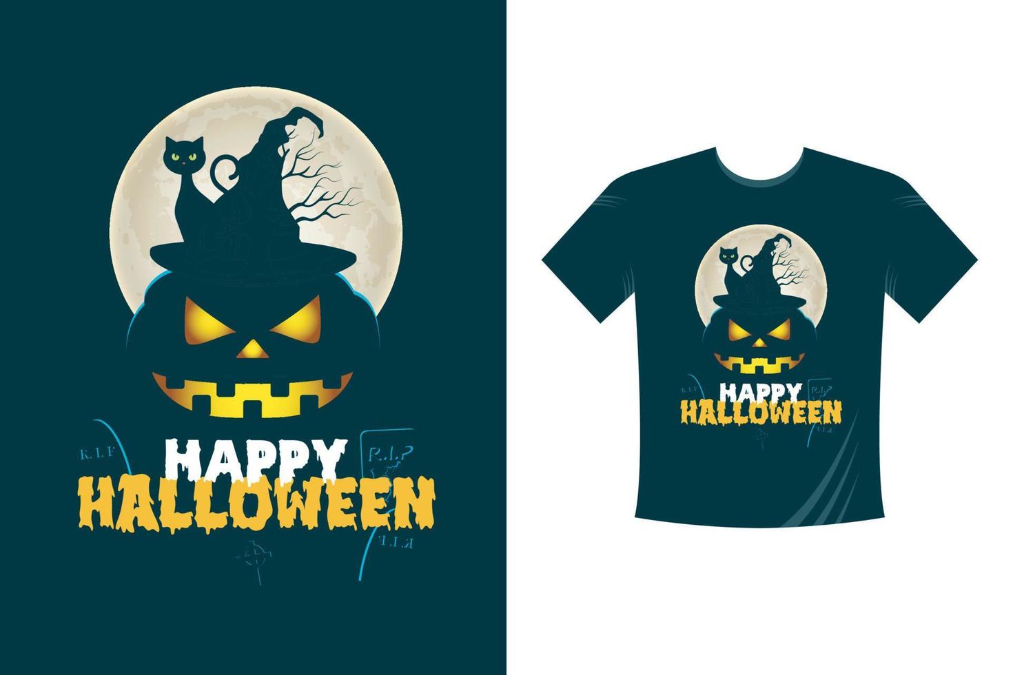 halloween nacht partij t-shirt sjabloon, gelukkig halloween vector