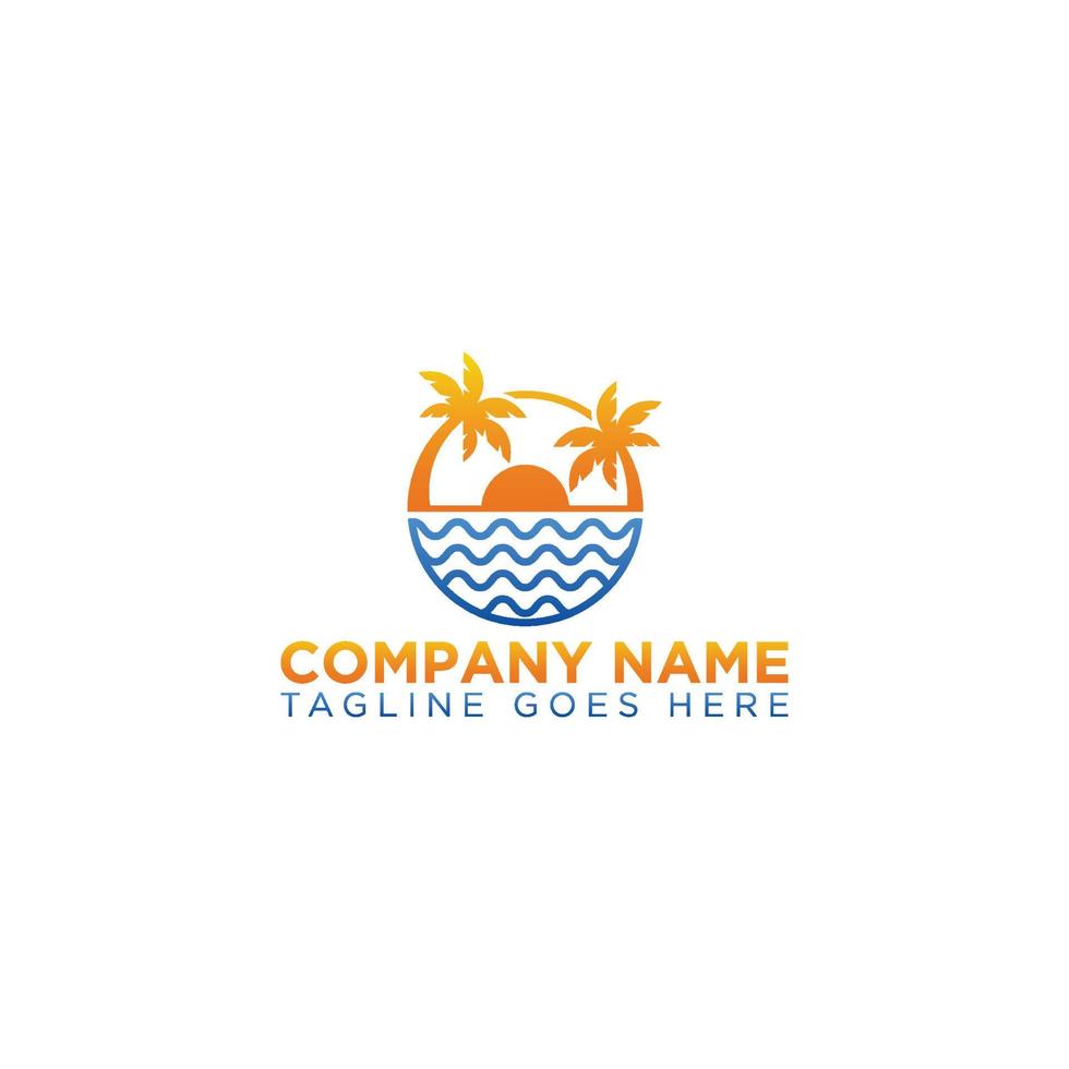 strand logo met water golven modern vector icoon sjabloon ontwerp