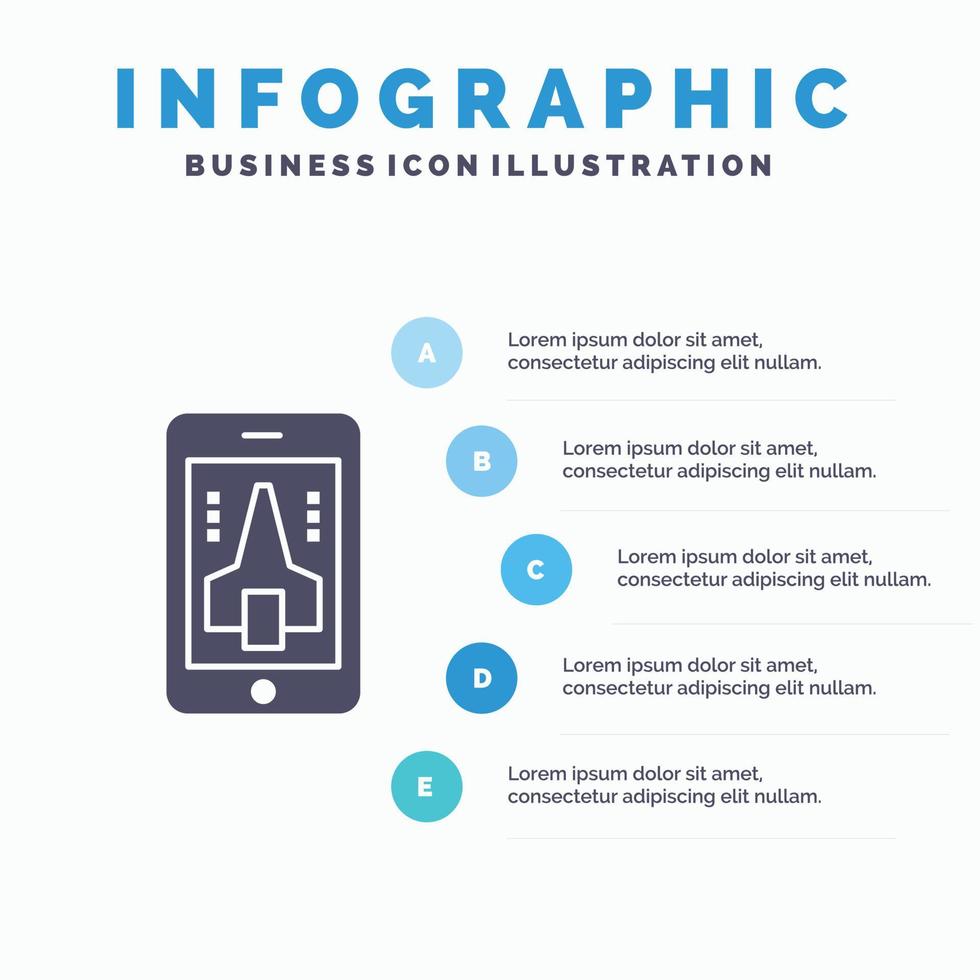 spel spelen mobiel smartphone infographics presentatie sjabloon 5 stappen presentatie vector