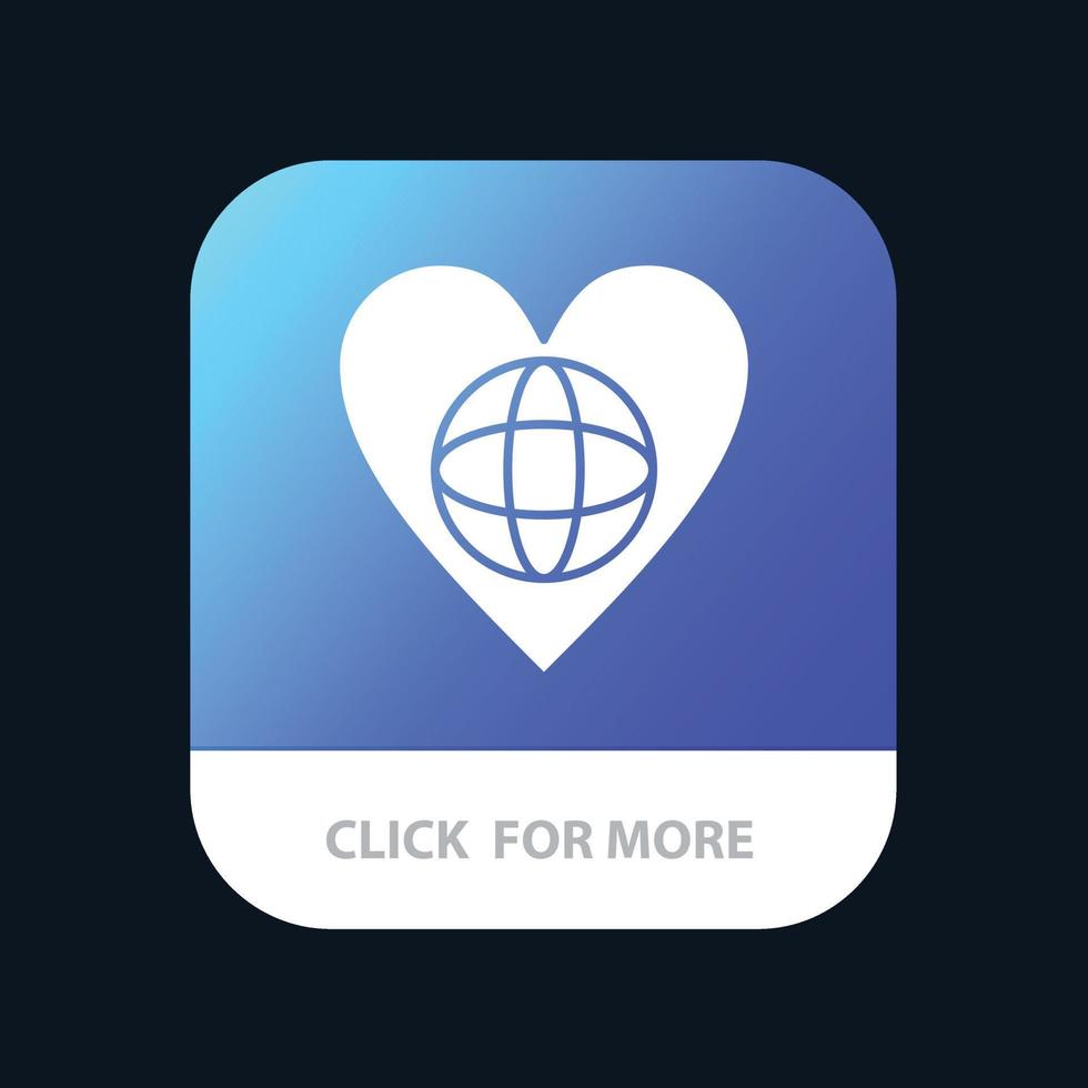 ecologie milieu wereld hart Leuk vinden mobiel app knop android en iOS glyph versie vector