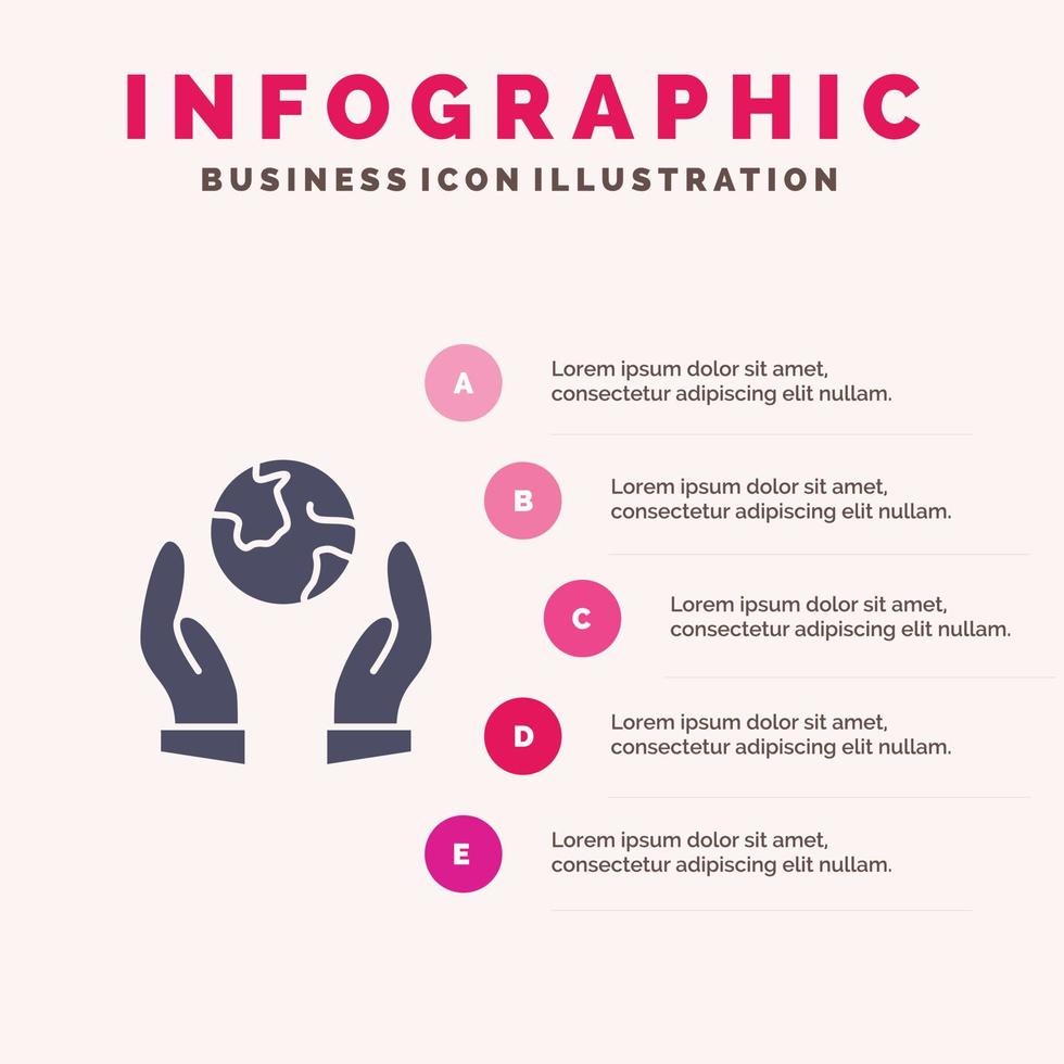 aarde besparing eco bescherming bewaker solide icoon infographics 5 stappen presentatie achtergrond vector