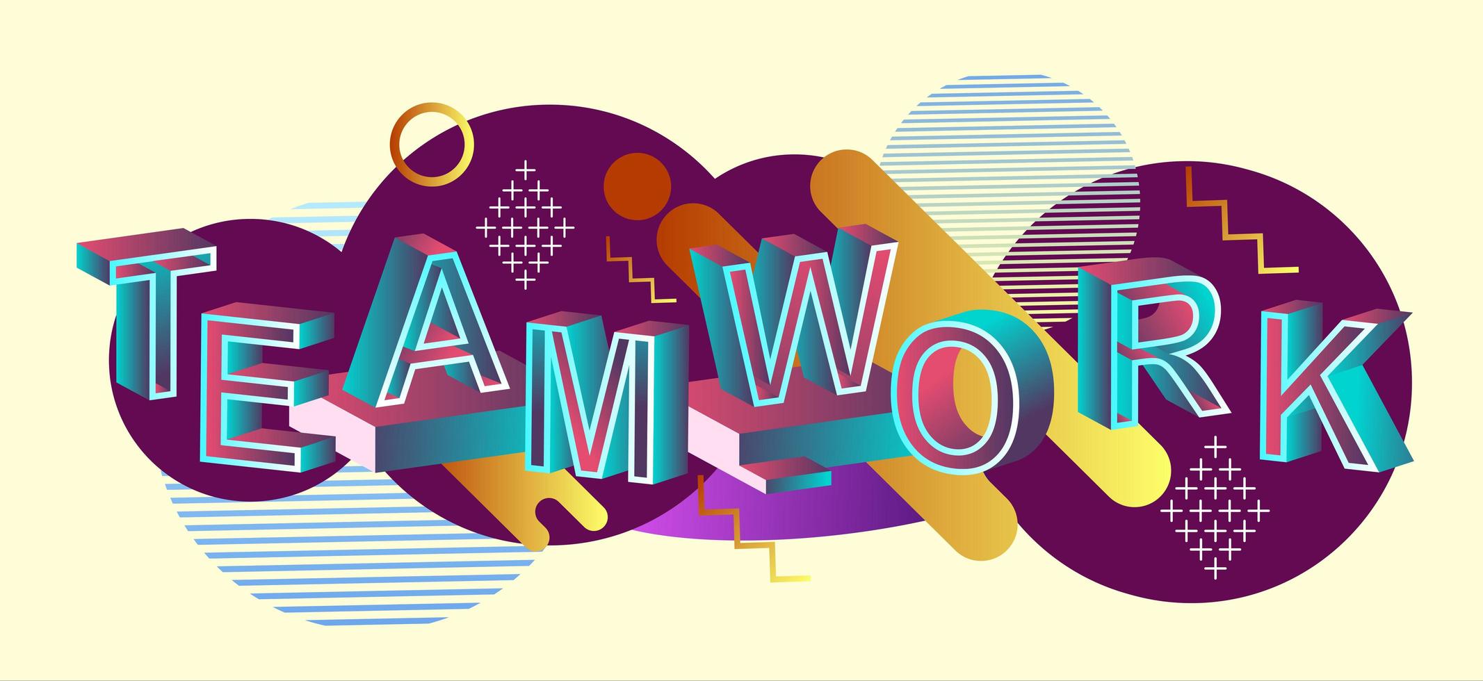 teamwork typografie concept met abstracte grafische elementen vector