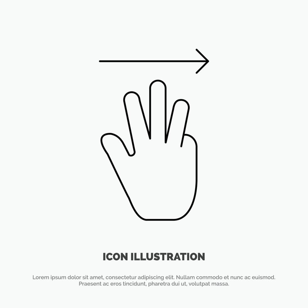 hand- hand- cursor omhoog Rechtsaf lijn icoon vector