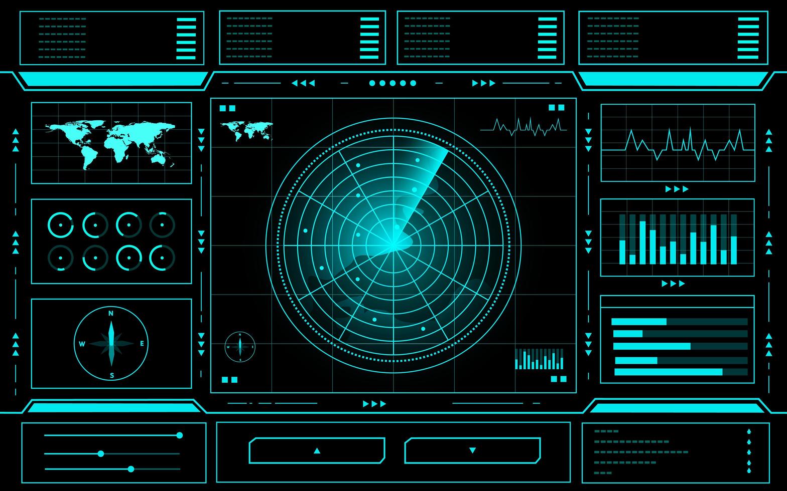 radar bedieningspaneel technologie interface hud vector