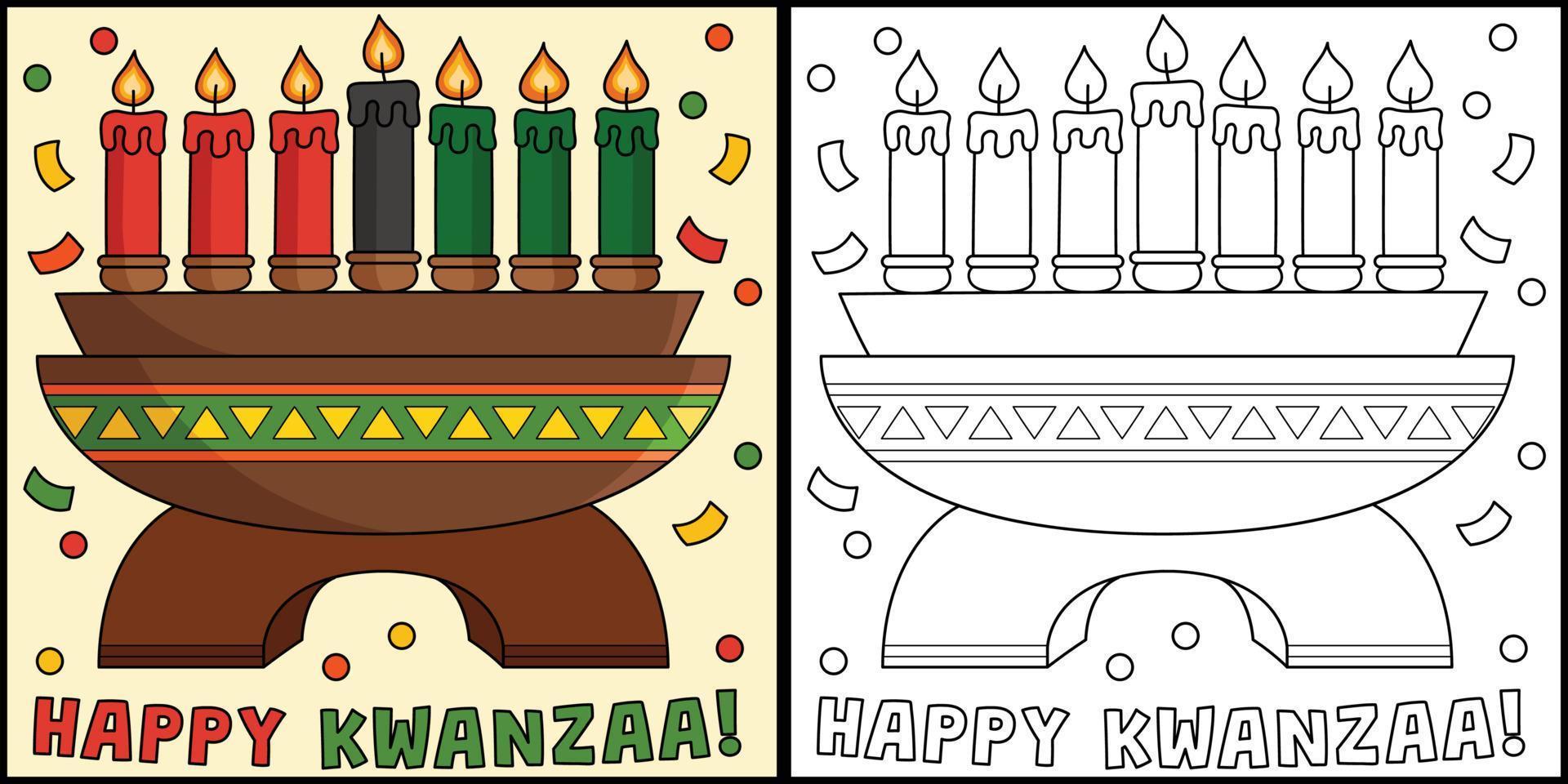 gelukkig kwanzaa kinara kleur bladzijde illustratie vector