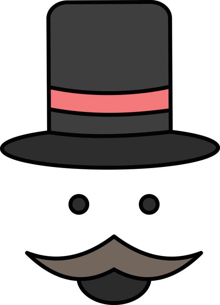 snor hipster movember hoed mannen vlak kleur icoon vector