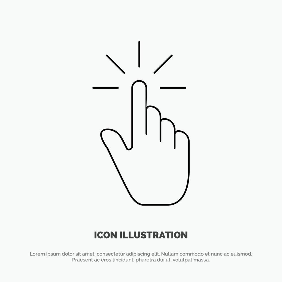 Klik vinger gebaar gebaren hand- kraan lijn icoon vector