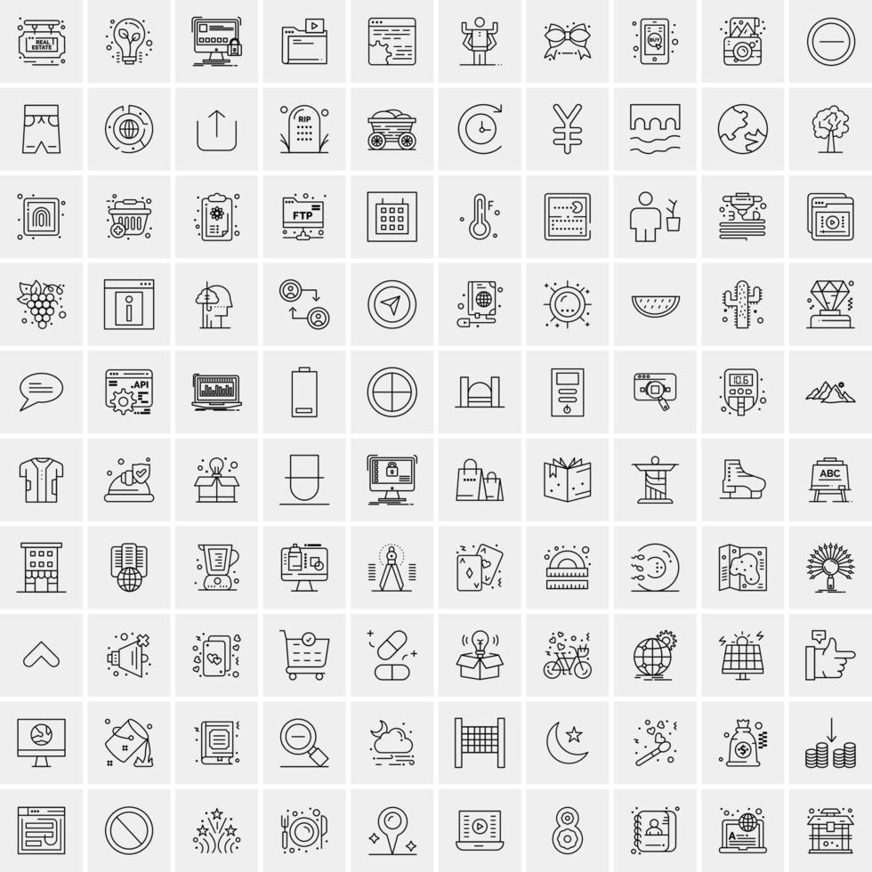 reeks van 100 creatief bedrijf lijn pictogrammen vector