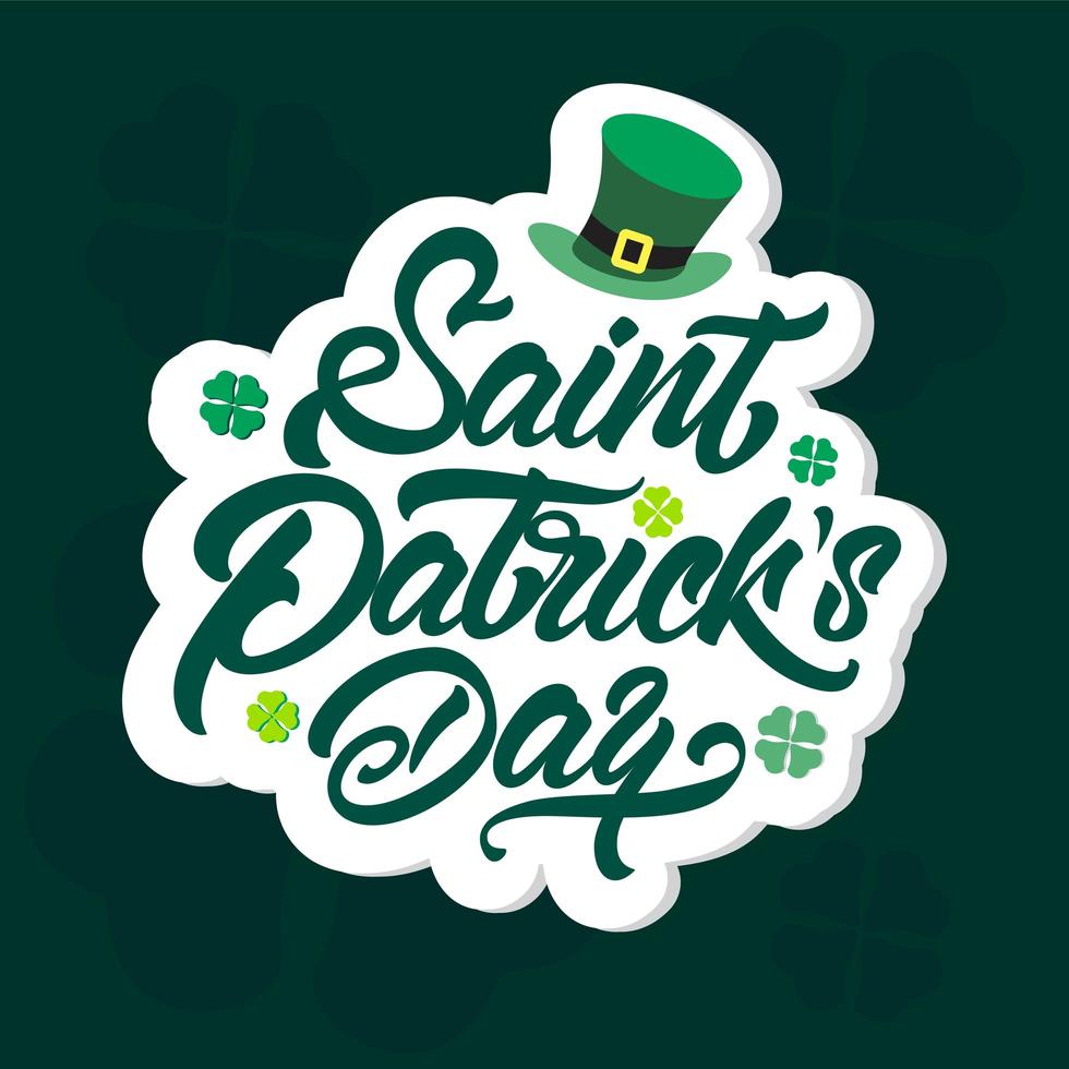 st. patrick's day klaver en hoed poster vector