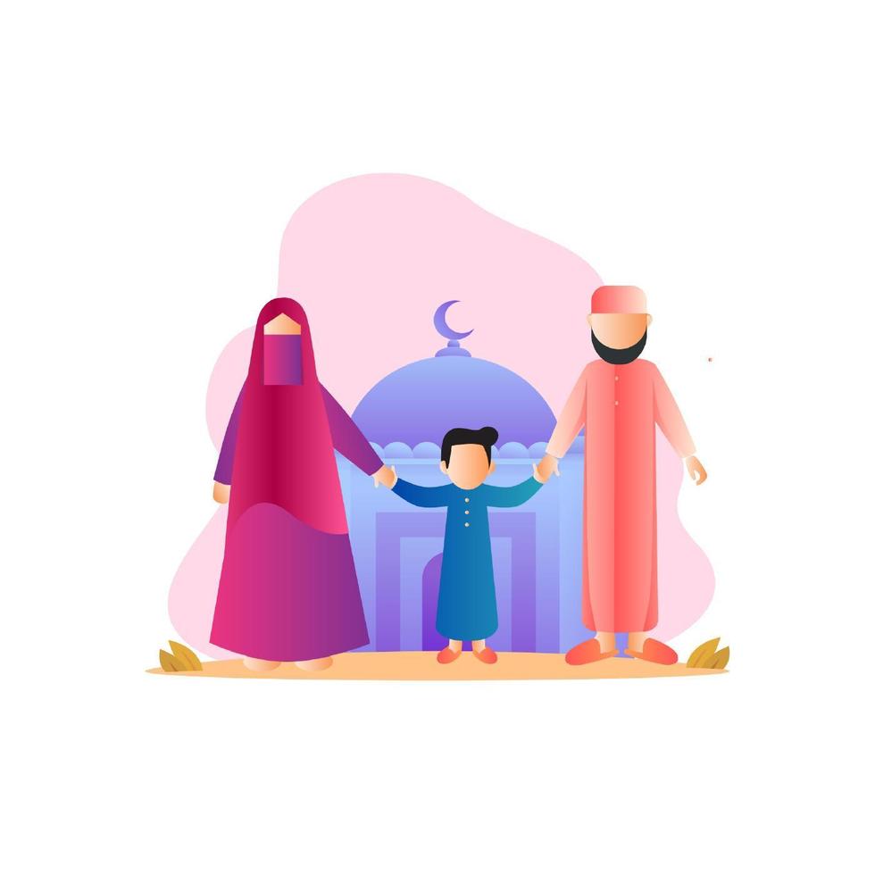 gelukkige moslim familie vector