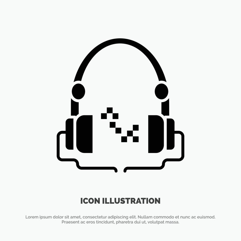 koptelefoon muziek- audio hand- vrij solide glyph icoon vector